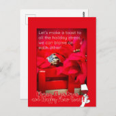 Sarcastische Vakantie stress en WIJN Kerstcitaat Briefkaart (Voorkant / Achterkant)