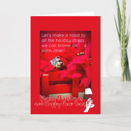 Sarcastische Vakantie stress en WIJN Kerstcitaat Kaart