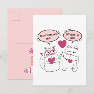 Sarcastische Valentijnsdag Cartoon Kattenkoppel Briefkaart