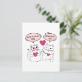 Sarcastische Valentijnsdag Cartoon Kattenpaar Briefkaart (Staand voorkant)