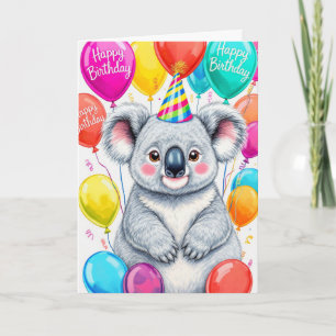 Sarcastische verjaardag Koala met kleurrijke ballo Kaart
