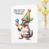 Sarcastische Verjaardag Verrassing met een Platypu Kaart (Gele Bloem)