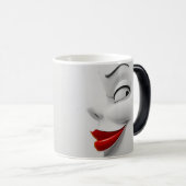 Sarcastische Vrouwengezicht met Rode Lippen Magische Mok (Voorkant rechts)