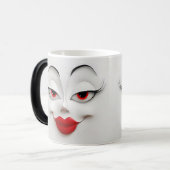 Sarcastische Vrouwengezicht met Rode Lippen Magische Mok (Voorkant links)