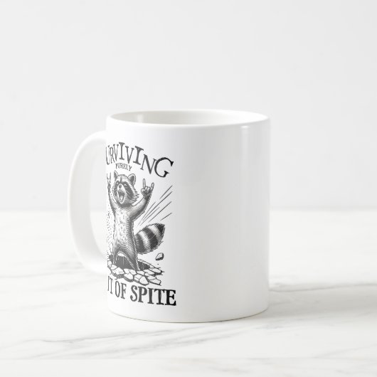 Sarcastische wasbeer overleeft uit woede koffiemok (Voorkant links)