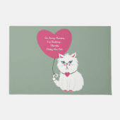 Sarcastische witte kat Grappig Ga weg Sage Green Deurmat (Voorkant)