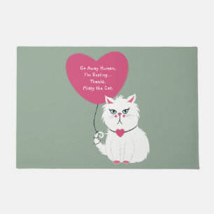 Sarcastische Witte Kat Grappig Weggaan Salie Groen Deurmat