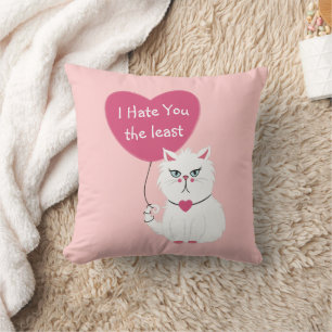 Sarcastische witte kat grappige Valentijnsdag Kussen