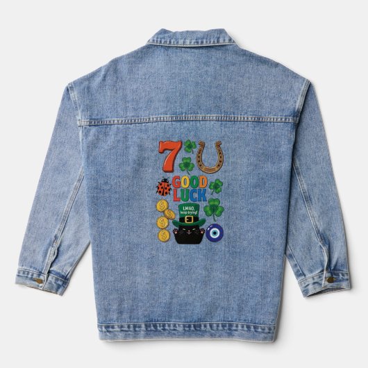 Sarcastische zwarte kat en Lucky charms Denim Jacket (Achterkant)