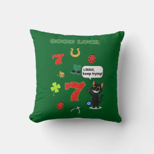 Sarcastische zwarte kat en Lucky charms Kussen