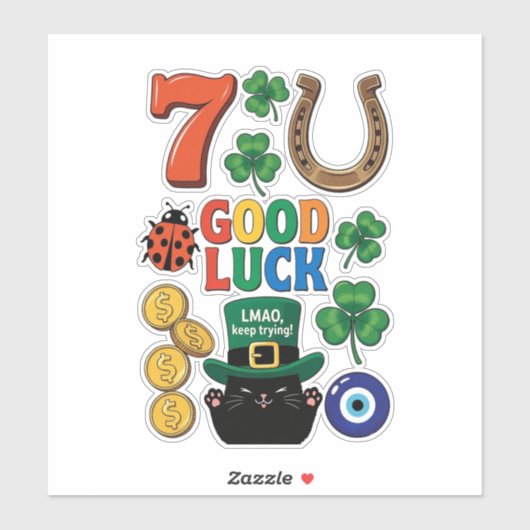 Sarcastische zwarte kat en Lucky charms Sticker (Vel)
