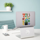 Sarcastische zwarte kat en Lucky charms Sticker (Laptop op bureau)