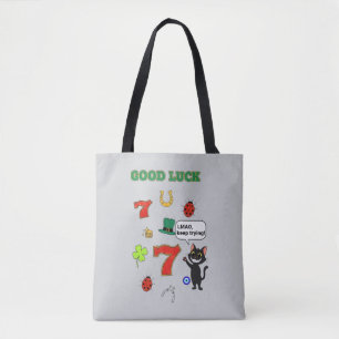Sarcastische zwarte kat en Lucky charms Tote Bag
