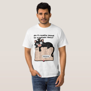 Sarcastische zwarte kat op woordenboek meme t-shirt