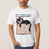 Sarcastische zwarte kat op woordenboek meme t-shirt (Voorkant)