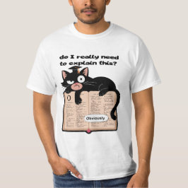 Sarcastische zwarte kat op woordenboek meme t-shirt