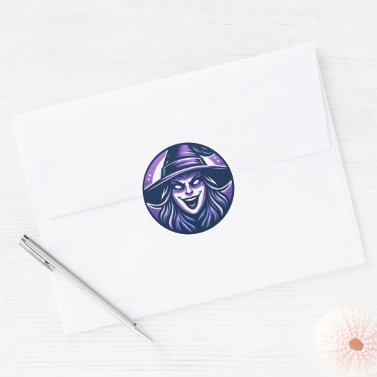 SarcastischWitchFace Ronde Sticker (Envelop)