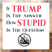 Sarcistische anti-Trump protestverklaring Raamsticker (Vel 2)