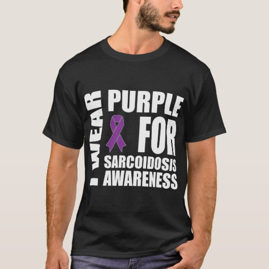 Sarcoïdose Awareness Draag Paarse lintsteun T-shirt (Voorkant)