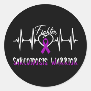 Sarcoïdose Awareness Warrior Heartbeat Fight Purp Ronde Sticker