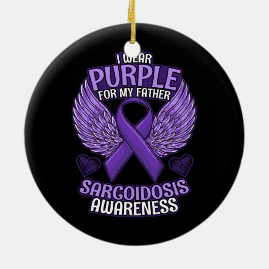 Sarcoïdose Bewustheid van vader ondersteunt Paars Keramisch Ornament (Achterkant)