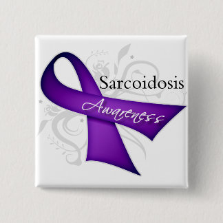 Sarcoïdose Bewustmaking Ribbon Vierkante Button 5,1 Cm