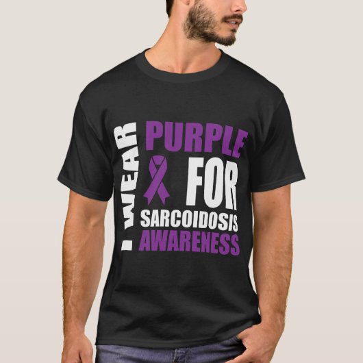 Sarcoïdose bewustzijn Draag Paarse ondersteuning T-shirt (Voorkant)