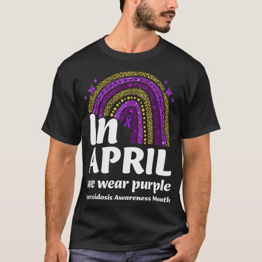 Sarcoïdose Bewustzijn Mon April we draag paarse ra T-shirt (Voorkant)