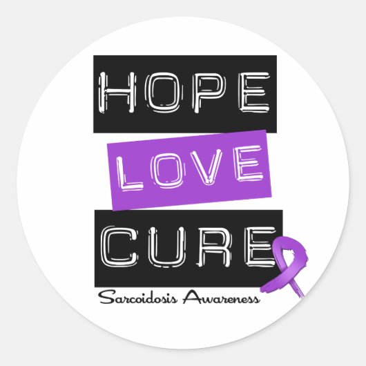Sarcoidose Hope Love Cure Ronde Sticker (Voorkant)