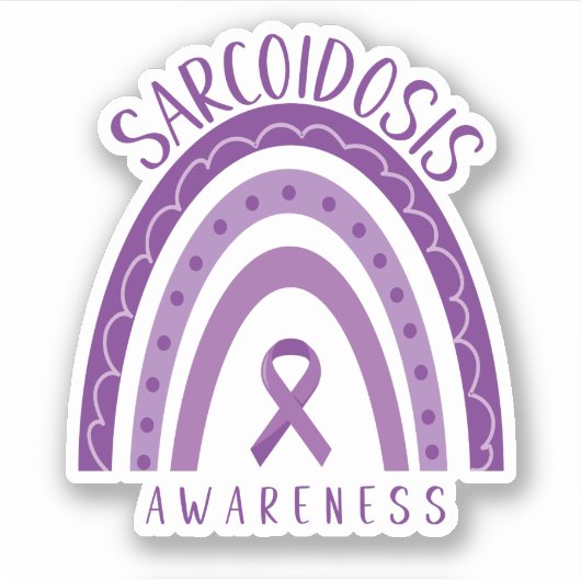 Sarcoïdose Paarse regenboog lint bewustzijn Sticker (Voorkant)