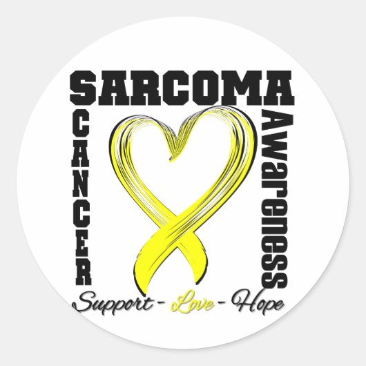 Sarcoma Awareness Brushed Heart Ribbon Ronde Sticker (Voorkant)