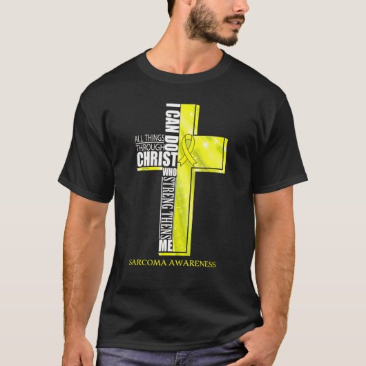 Sarcoma Awareness Christian Cross Ribbon T-shirt (Voorkant)
