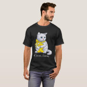 Sarcoma Bewustzijnsmaand Gele Lint Kat T-shirt (Voorkant volledig)