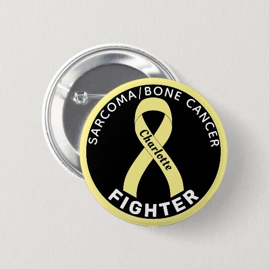 Sarcoma/Bone Cancer Fighter Ribbon Black Button (Voorkant /achterkant)