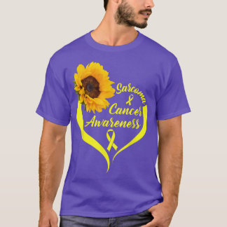 Sarcoma Cancer Awareness Draag Yellow Ribbon Sunfl T-shirt