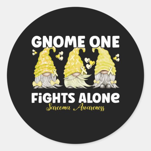Sarcoma Cancer Awareness Yellow Gnome Ronde Sticker (Voorkant)