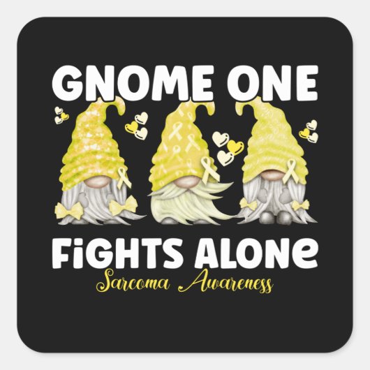 Sarcoma Cancer Awareness Yellow Gnome Vierkante Sticker (Voorkant)