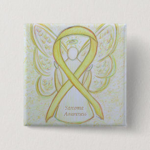 Sarcoma Geel Lint Engel Speld Vierkante Button 5,1 Cm