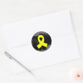 Sarcoma geel lint met krabbel ronde sticker (Envelop)