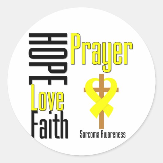 Sarcoma Hope Love Faith Prayer Cross Ronde Sticker (Voorkant)