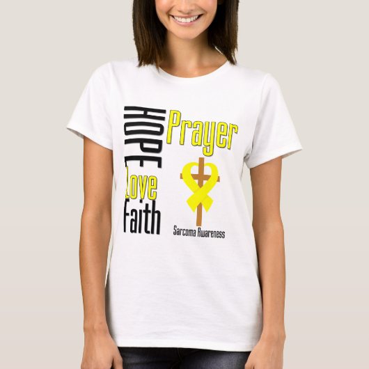 Sarcoma Hope Love Faith Prayer Cross T-shirt (Voorkant)