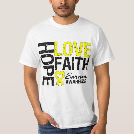 Sarcoma Hope Love Faith T-shirt (Voorkant)