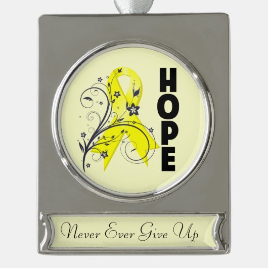 Sarcoma Hope Ribbon Verzilverd Banner Ornament (Voorkant)