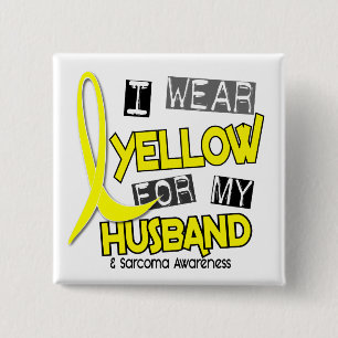 Sarcoma I DRAAG GEEL VOOR MIJN MAN 37 Vierkante Button 5,1 Cm