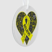 Sarcoma-kanker Believe Ribbon Heart Ornament (voorkant)