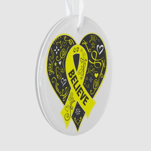 Sarcoma-kanker Believe Ribbon Heart Ornament (voorkant)