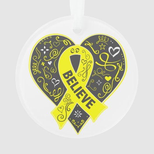 Sarcoma-kanker Believe Ribbon Heart Ornament (achterkant)