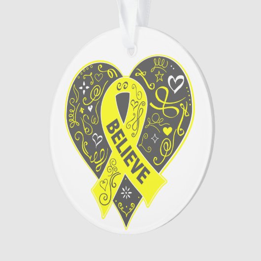 Sarcoma-kanker Believe Ribbon Heart Ornament (voorkant)