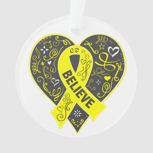 Sarcoma-kanker Believe Ribbon Heart Ornament (voorkant)