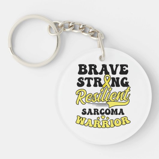 Sarcoma Kanker Shirt Brave Sterk Veerkrachtig Sleutelhanger (Voorkant)